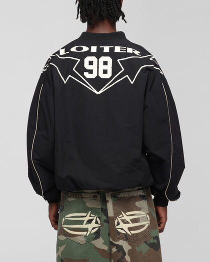 Loiter Racer Nylon Jersey Crewneck Black