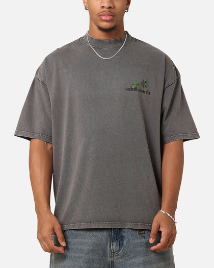 Saint Morta Paradise Mock Neck T-Shirt Washed Charcoal