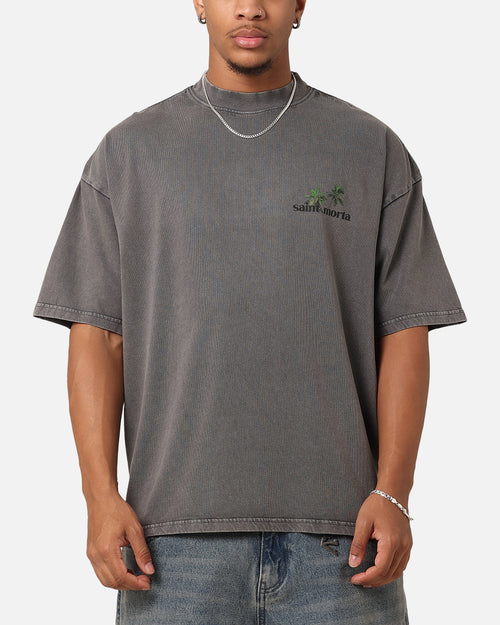 Saint Morta Paradise Mock Neck T-Shirt Washed Charcoal