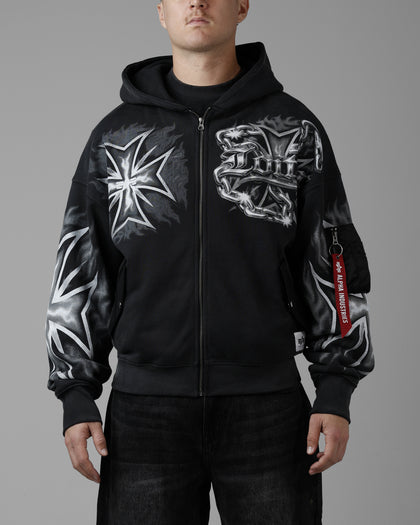 Alpha Industries x Loiter Full Zip Up Hoodie Black