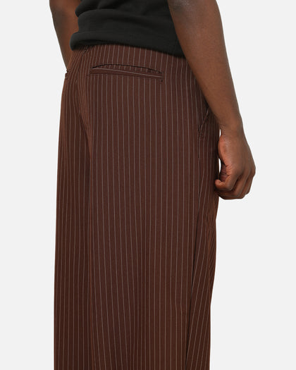 Carre Heritage Pleated Pants Brown Pinstripe