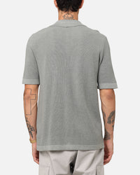 XXIII Zyair Knit Rib Button Up Shirt Olive