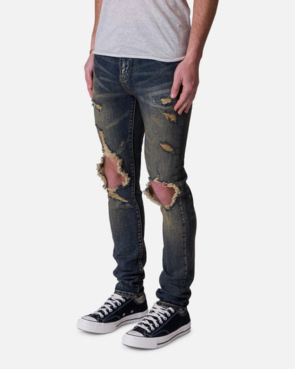 MNML Skinny Chewed Up Jeans Stone Washed Shadow
