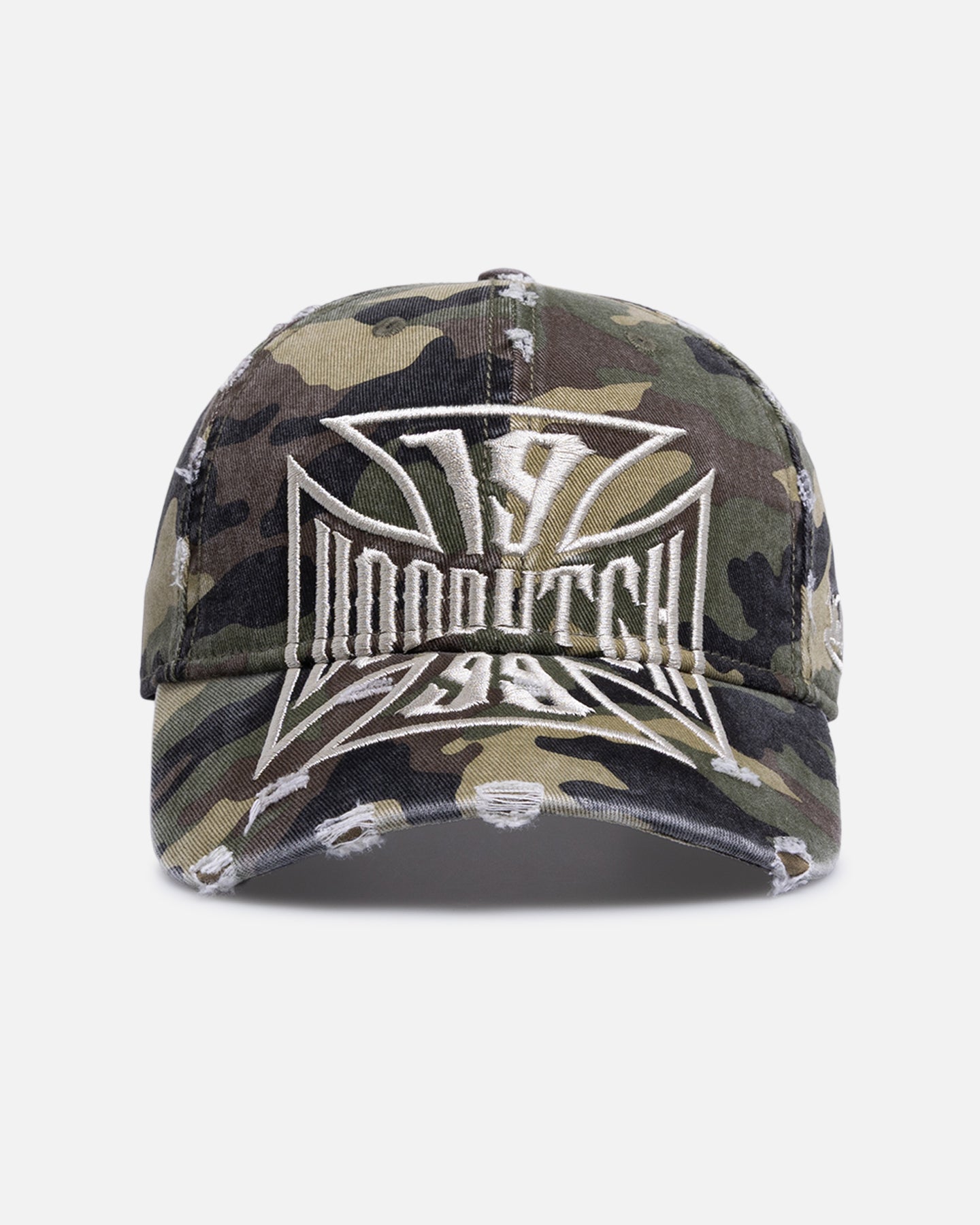 Von Dutch Cross Distressed Strapback Cap Camo | Culture Kings US