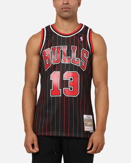 Mitchell & Ness Chicago Bulls Luc Longley 1995 Pinstripe Jersey Black