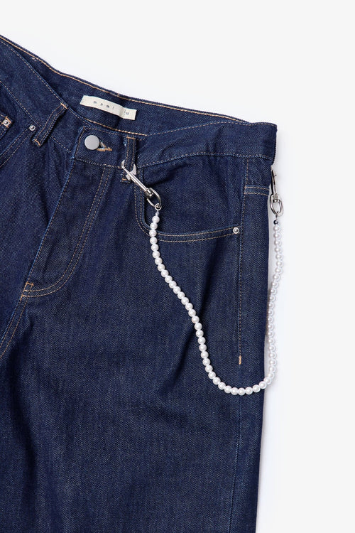MNML Pearl Wallet Chain Belt White
