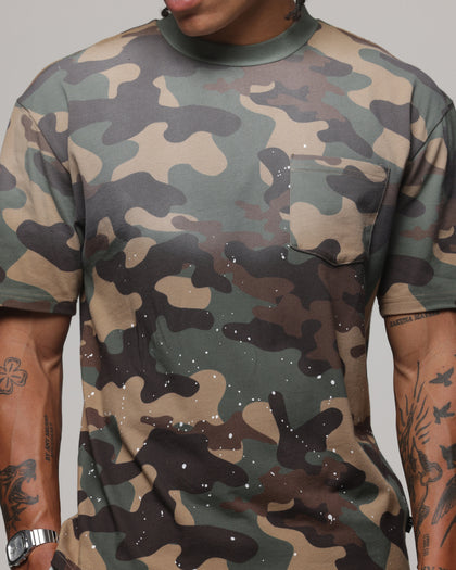 American Thrift Splatter Pocket T-Shirt Woodland