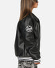 Carre Vegan Leather Varsity Jacket Black/White