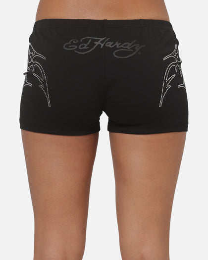 Ed Hardy Women's Silver Lining Mini Shorts Black