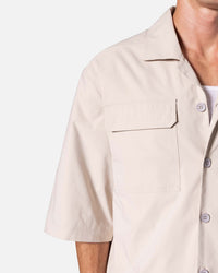 MNML Lined Woven Nylon Button Up Shirt Stone