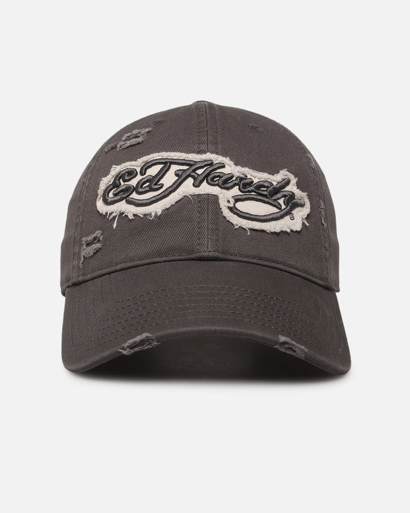 Ed Hardy Distressed Strapback Cap Washed Black | Culture Kings US
