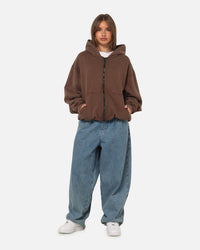 American Thrift Zip Hoodie Washed Brown