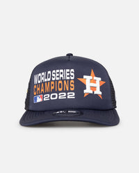 New Era Houston Astros 'Puff Print' Pre-Curved Golfer Trucker Snapback Navy