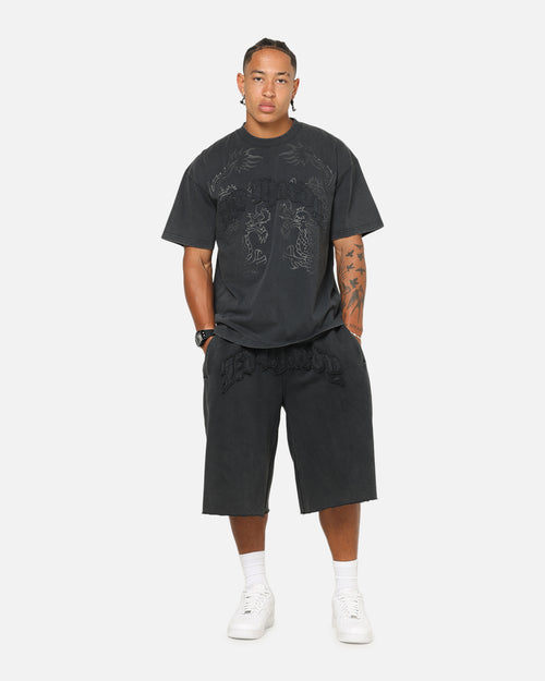 Ed Hardy Double Dragon Applique T-Shirt Black