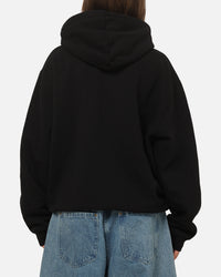 S Double Cursive Zip Hoodie Black