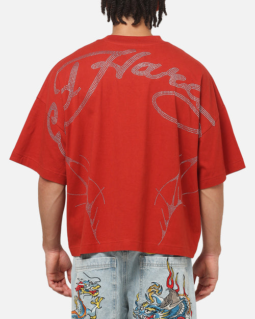 Ed Hardy Cyber Rhinestone T-Shirt Red