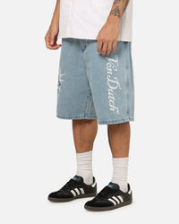 Von Dutch Skull Jean Shorts Mid Blue Denim