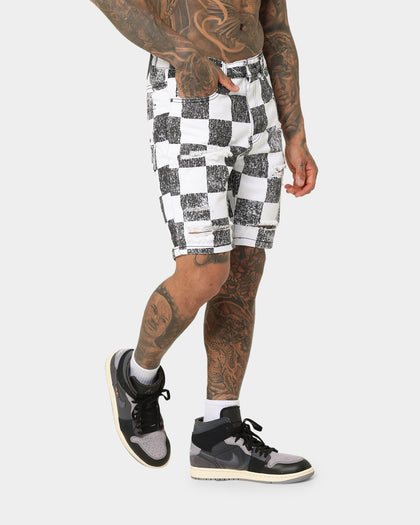 Saint Morta Vintage Checks Denim Shorts White/Black