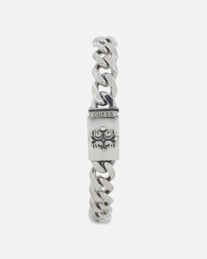 Guess Mainline 10mm 4G Rebel Curb Chain Bracelet Silver