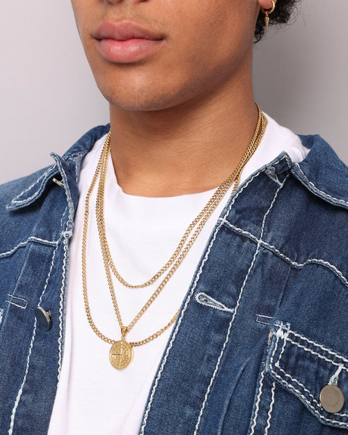 NXS Compass Necklace Set Gold
