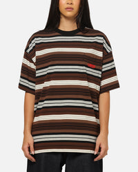 Carre Striped Pocket T-Shirt Brown Stripe
