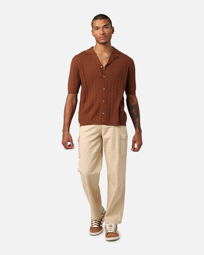 XXIII Terry Knit Button Up Shirt Brown