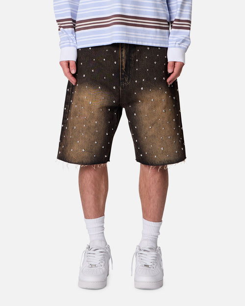 MNML Baggy Stud Denim Shorts Black