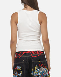 Ed Hardy Women's Frayed Tank White