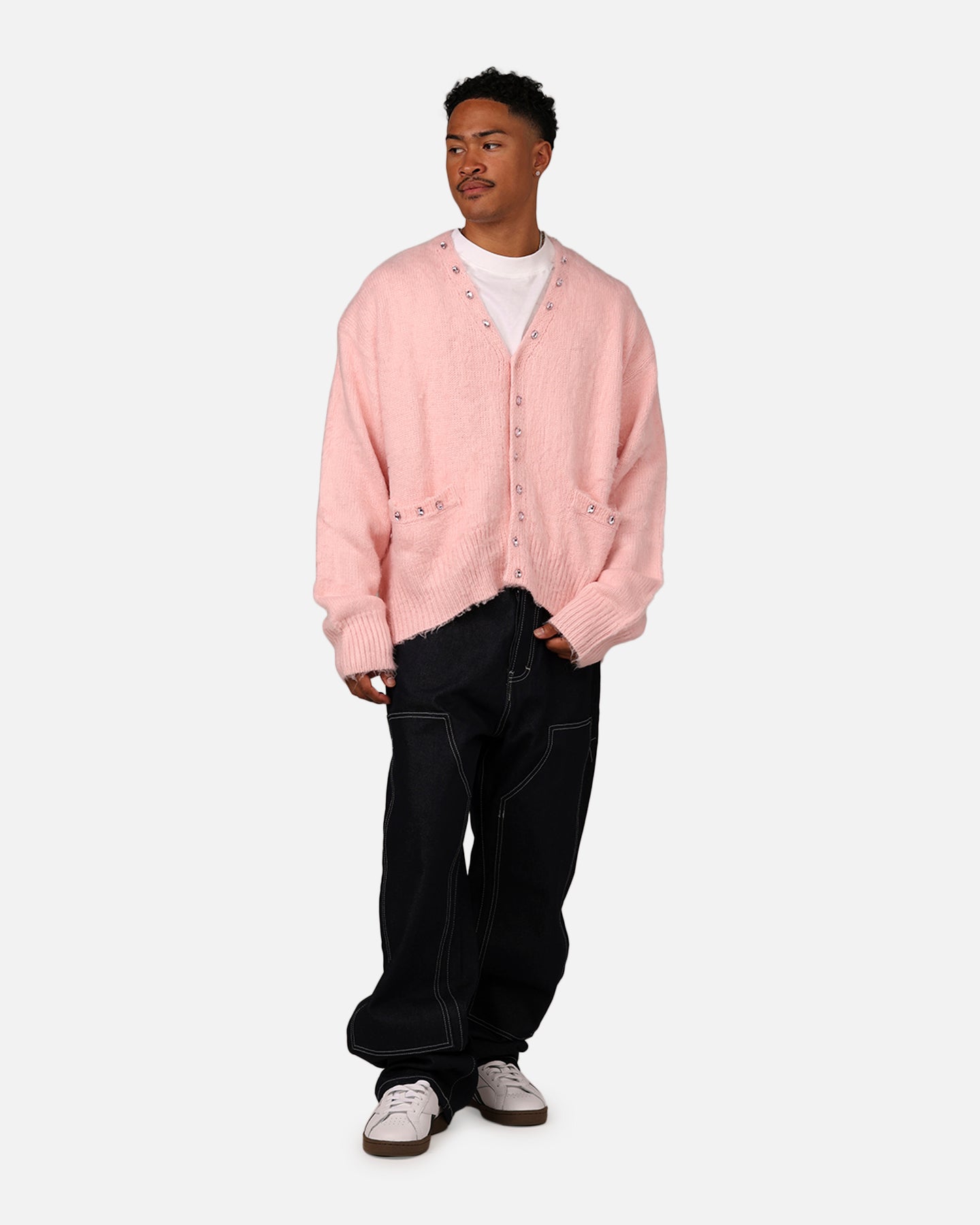MNML Sky Jewelled Cardigan Sweater Pink | Culture Kings US