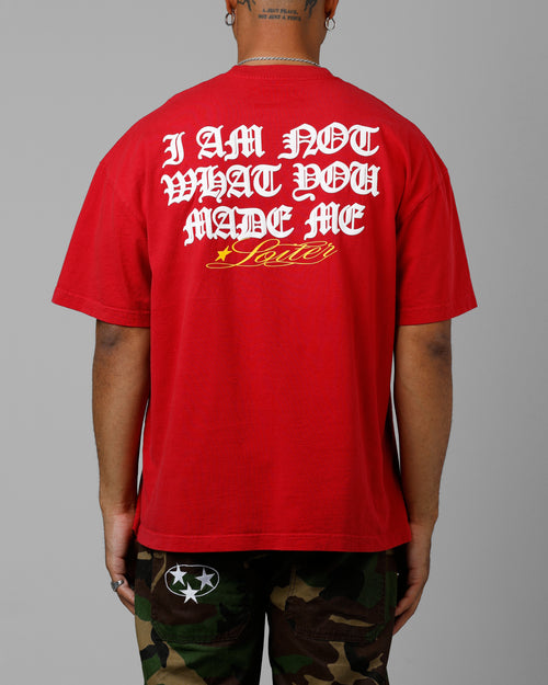 Loiter Made Me Puff Print T-Shirt Red