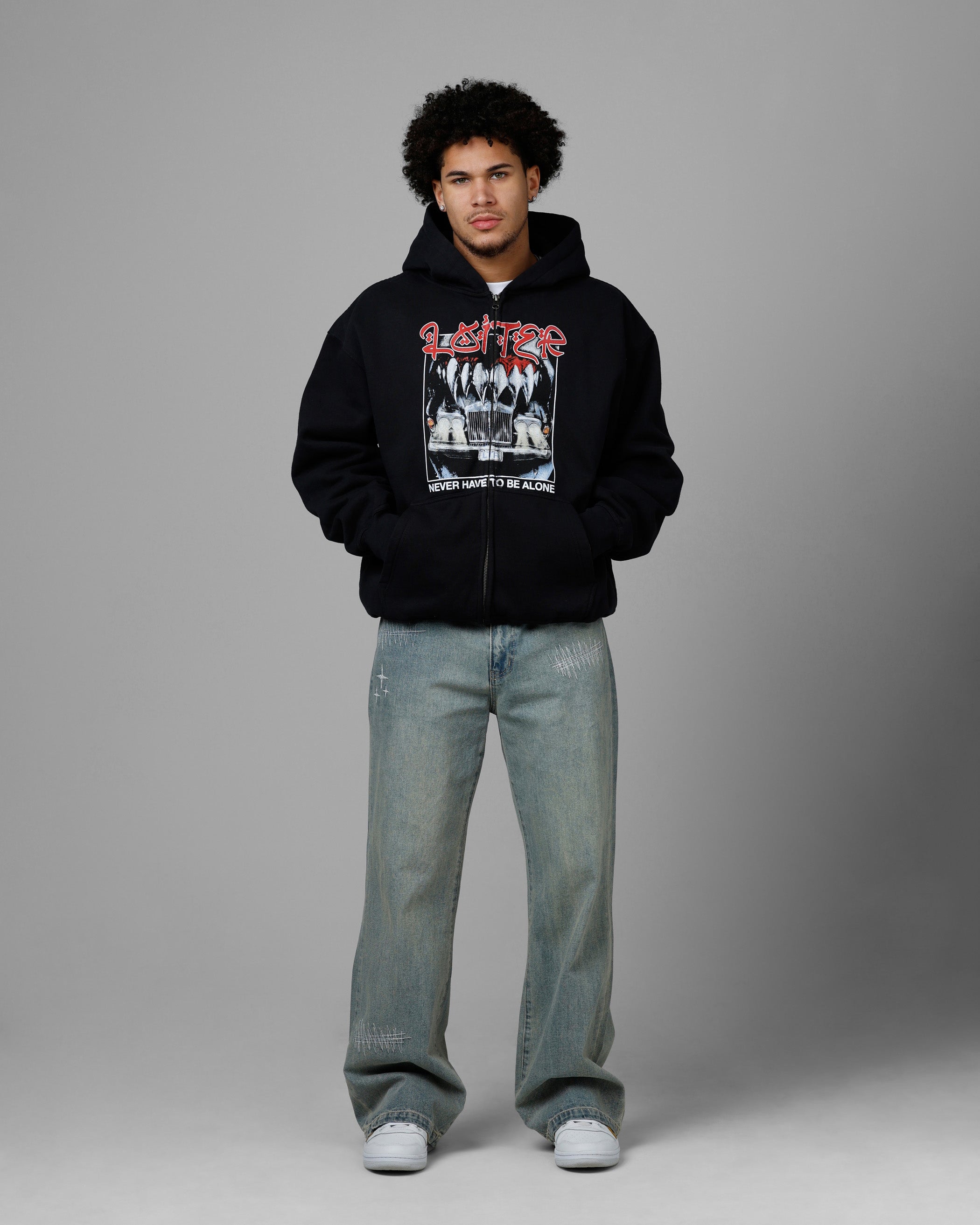 Loiter Always And Forever Zip Hoodie Black | Culture Kings US