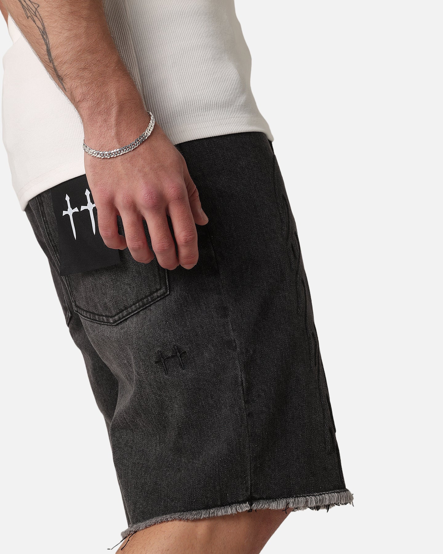 Saint Morta Inferno Baggy Denim Shorts Black Shadow | Culture Kings US