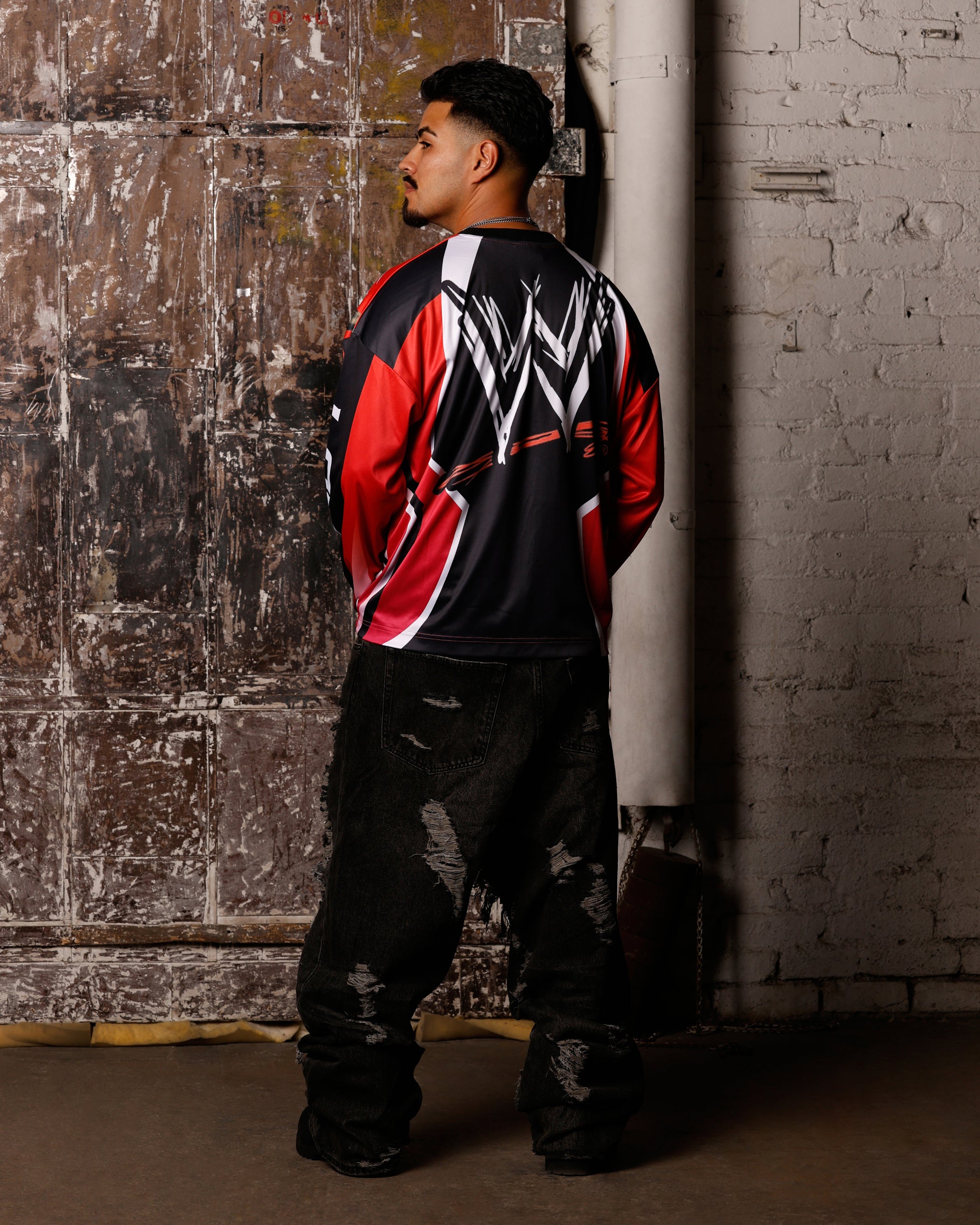 Loiter X WWE The Rock Motorcross Long Sleeve Jersey Red/Black