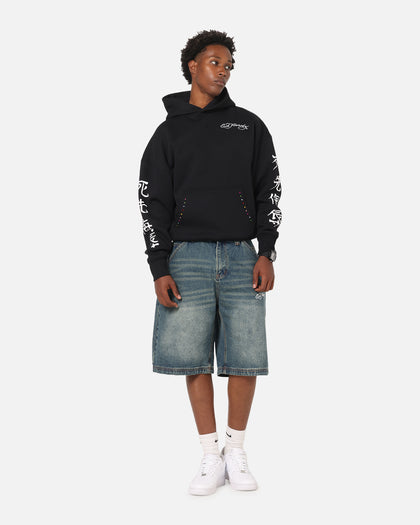 Ed Hardy Brave Hearts Jorts Washed Indigo