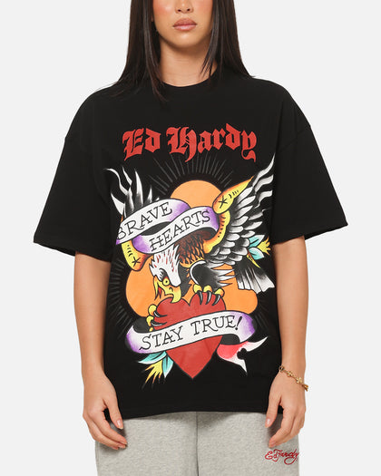 Ed Hardy Brave Hearts T-Shirt Black