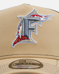 New Era Florida Marlins 'Vintage Truckers' 9FORTY A-Frame Trucker Snapback Vegas Gold