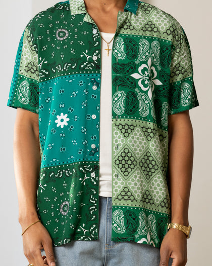 Carre Bandana Ultra Button Up Shirt Green