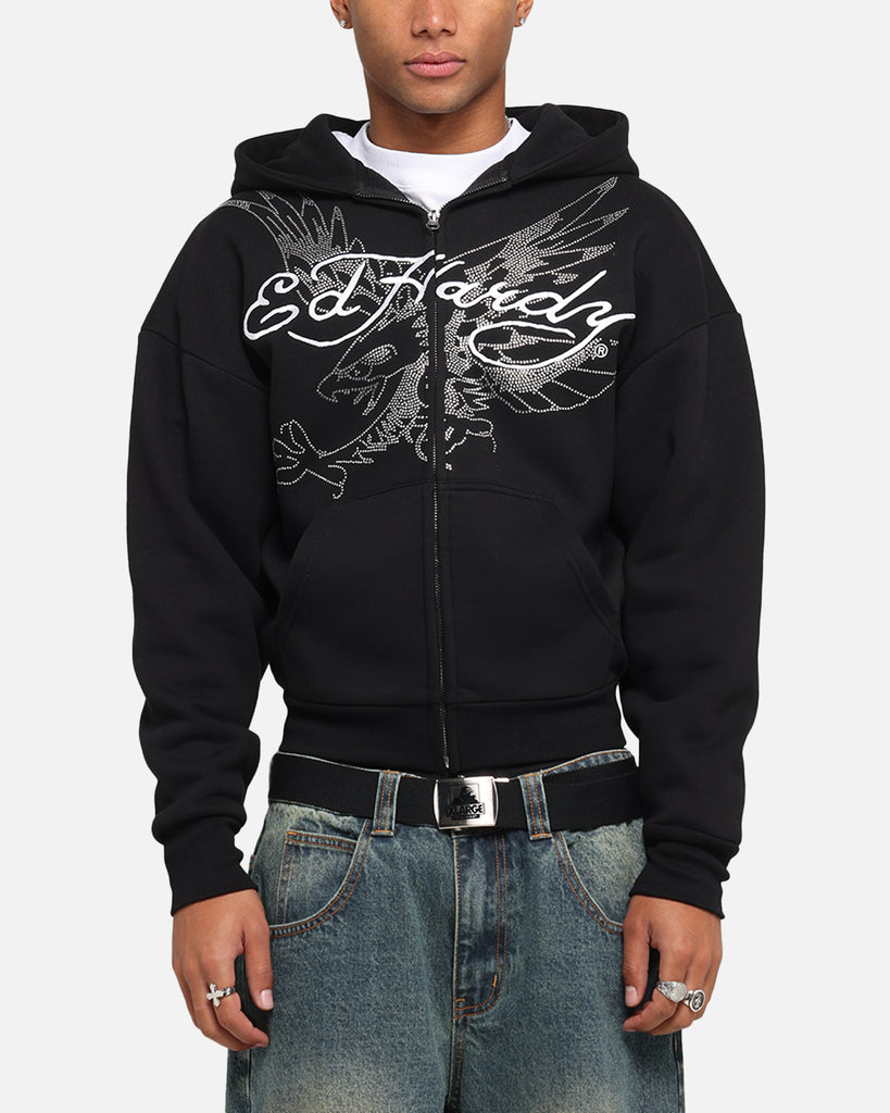 トップス Ed Hardy darkwear rhinestone zip foodie Ed Hardy Eagle Rhinestone Zip Hoodie Black | Culture Kings US
