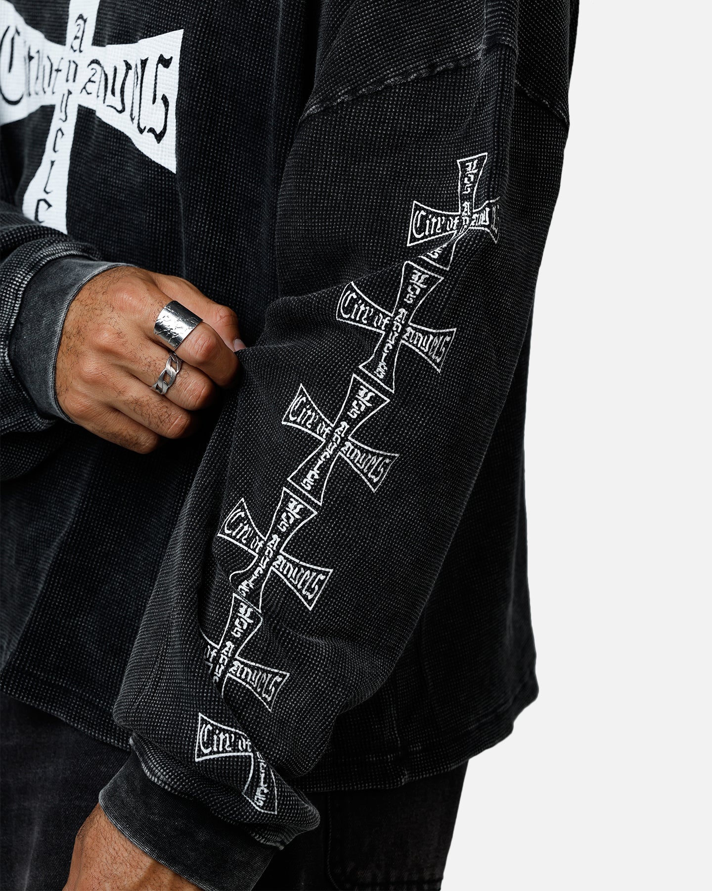 MNML Washed Chopper Thermal Long Sleeve T-Shirt Washed Black