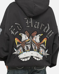 Ed Hardy Chrome Hoodie Washed Black
