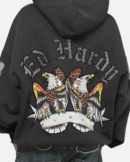 Ed Hardy Chrome Hoodie Washed Black