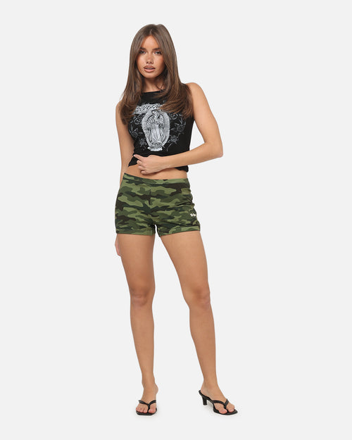 Ed Hardy Women's Crossed Mini Shorts Woodland Camo