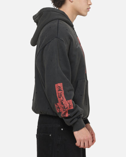 Saint Morta Saints Marked Zip Hoodie Washed Black
