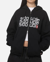 S Double Triple Block Zip Hoodie Black