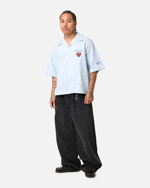 Loiter Studio Cropped Button Up Shirt Light Blue