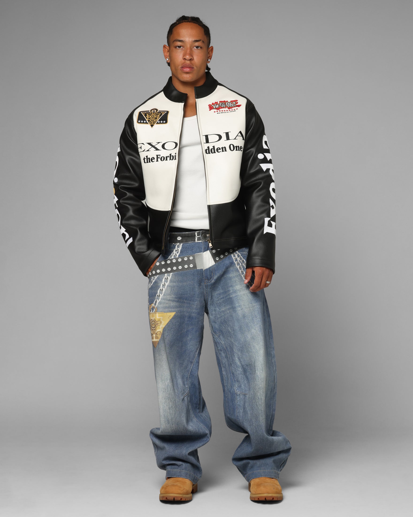 Loiter X Yu-Gi-Oh! Exodia Biker Jacket Black/Off White | Culture