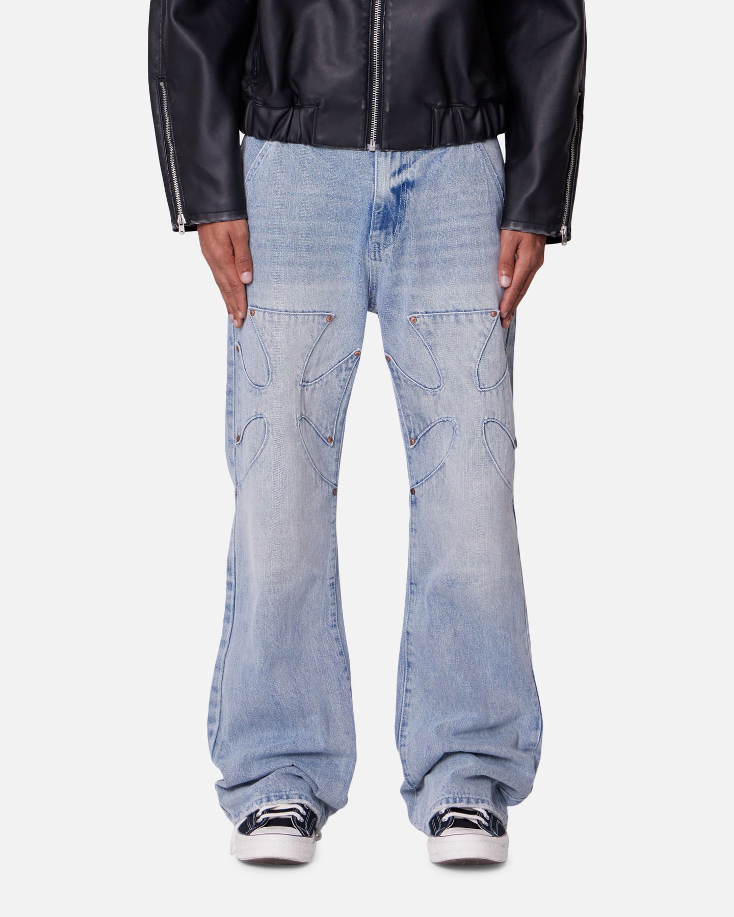 MNML Bootcut Iron Cross Jeans Blue | Culture Kings US