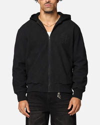 Saint Morta Gothic Hooded PU Bomber Jacket Black/Black