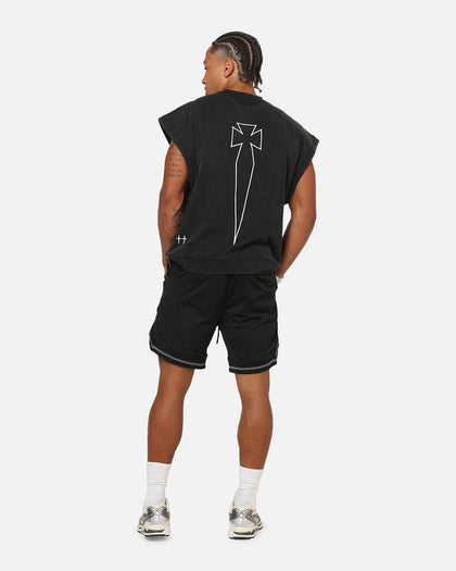 Saint Morta Athletc Cut Off Sweat T-Shirt Washed Black
