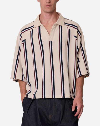 MNML Wide Striped Polo Shirt White/Navy